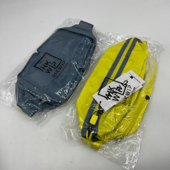 IHKWIP Set of 2 Packable Cosmetic Cases Pouches Yellow & Indigo - Picture 1 of 14